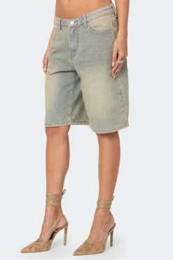 Shira Washed Denim Bermuda Shorts