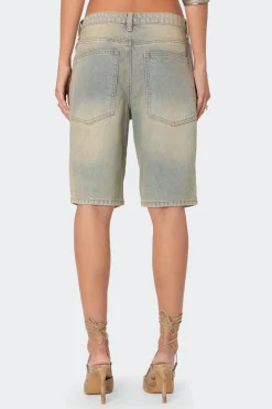Shira Washed Denim Bermuda Shorts