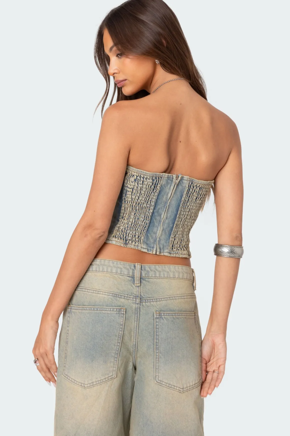 Shira Washed Denim Tube Top