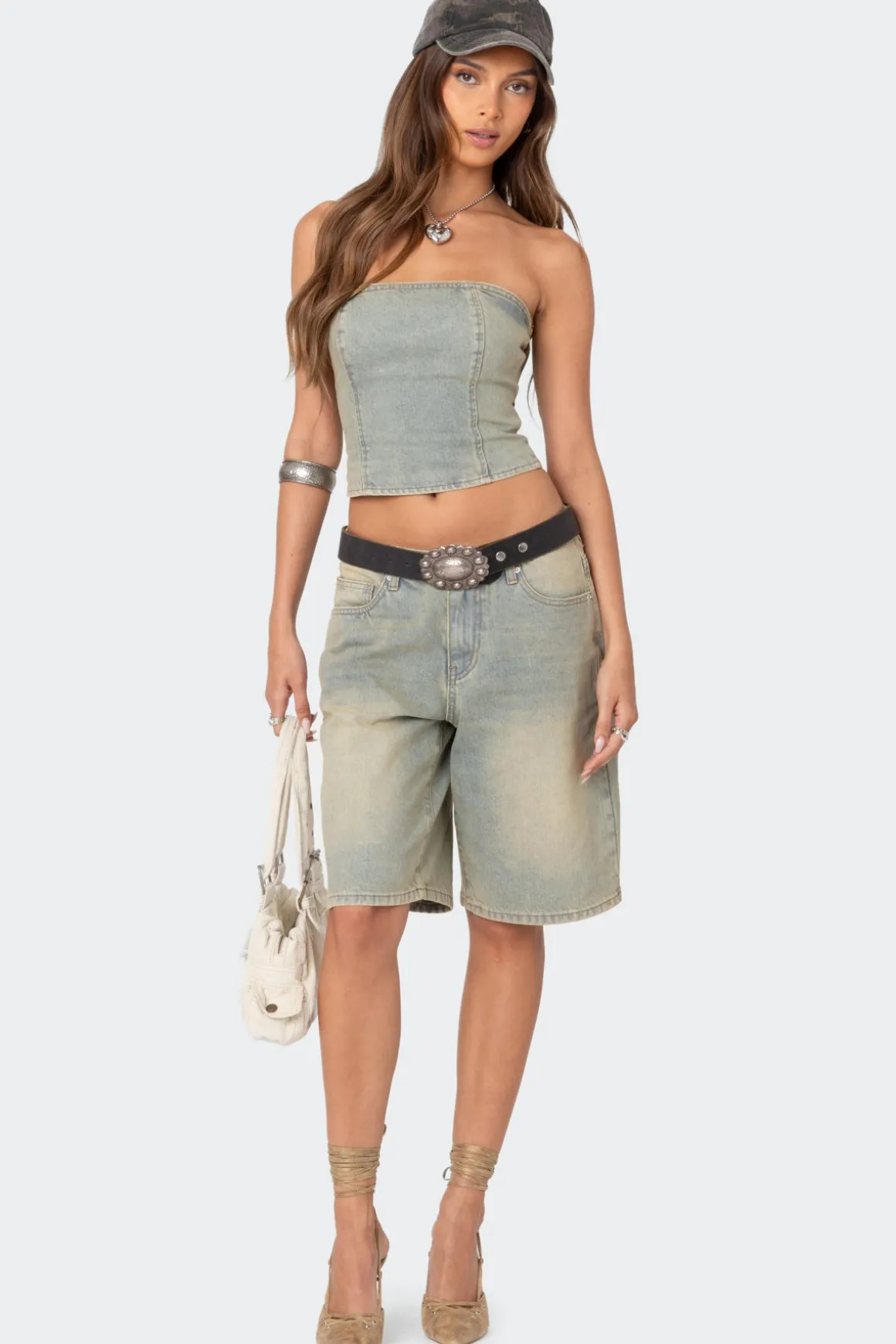 Shira Washed Denim Tube Top