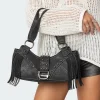 Shterna Fringed Faux Leather Sueded Bag