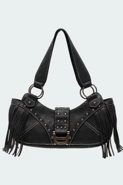 Shterna Fringed Faux Leather Sueded Bag