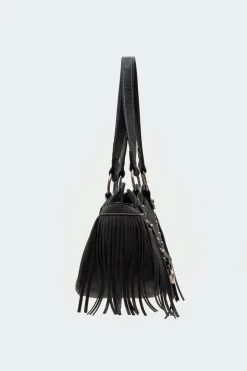 Shterna Fringed Faux Leather Sueded Bag