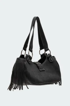 Shterna Fringed Faux Leather Sueded Bag