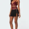 Side Zip Slitted Mini Skirt