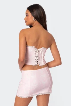 Silvie Printed Lace Up Corset