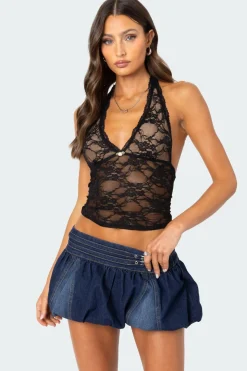 Simona Sheer Lace Halter Top