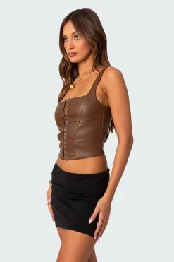 Simone Faux Leather Corset