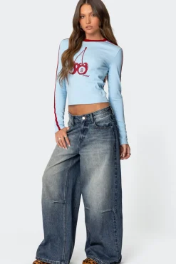 Skater Girl Washed Low Rise Jeans