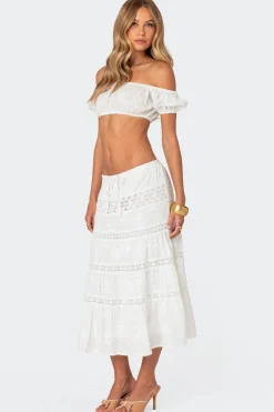 Skye Off Shoulder Eyelet Crop Top