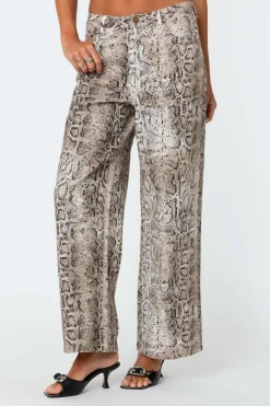 Snakeskin Printed Low Rise Jeans