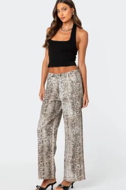 Snakeskin Printed Low Rise Jeans