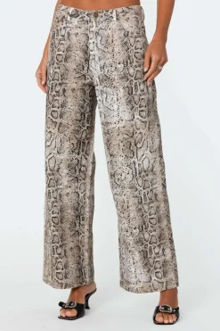Snakeskin Printed Low Rise Jeans