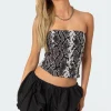 Snakeskin Strapless Mesh Corset