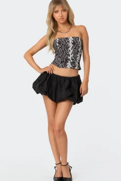 Snakeskin Strapless Mesh Corset