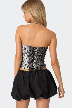 Snakeskin Strapless Mesh Corset