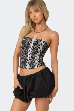 Snakeskin Strapless Mesh Corset