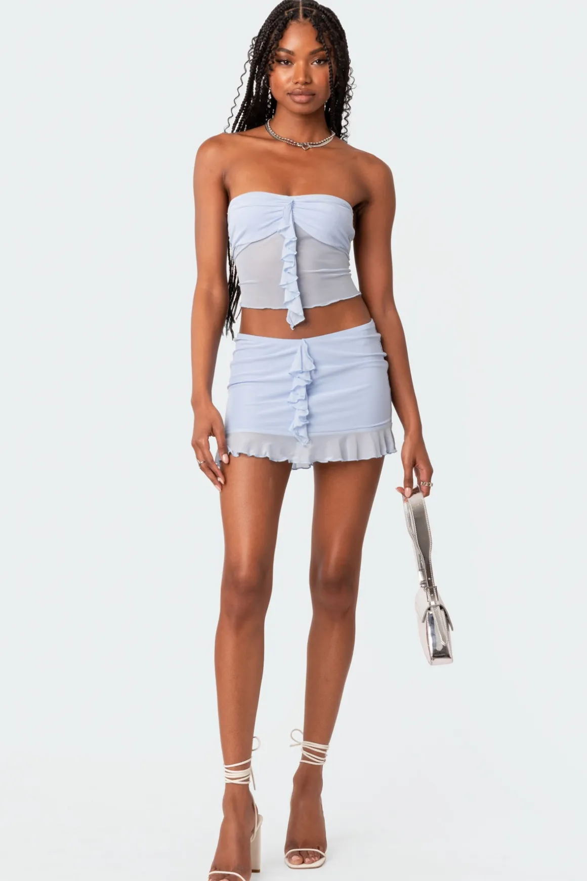 Solange Ruffle Mesh Mini Skirt