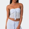 Solange Ruffle Mesh Tube Top
