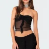 Solange Ruffle Mesh Tube Top