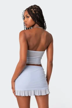 Solange Ruffle Mesh Tube Top