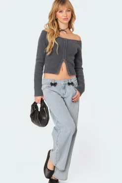 Sonia Off Shoulder Fuzzy Knit Top