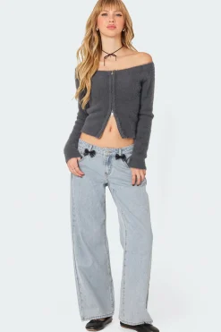 Sonia Off Shoulder Fuzzy Knit Top