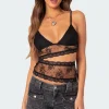 Spice Cut Out Sheer Lace Tank Top