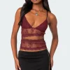 Spice Cut Out Sheer Lace Tank Top
