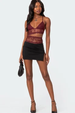 Spice Cut Out Sheer Lace Tank Top