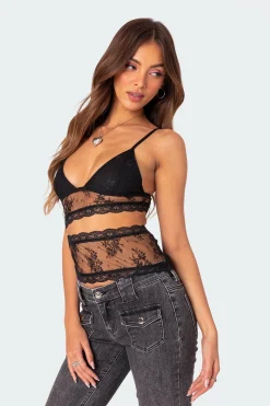 Spice Cut Out Sheer Lace Tank Top