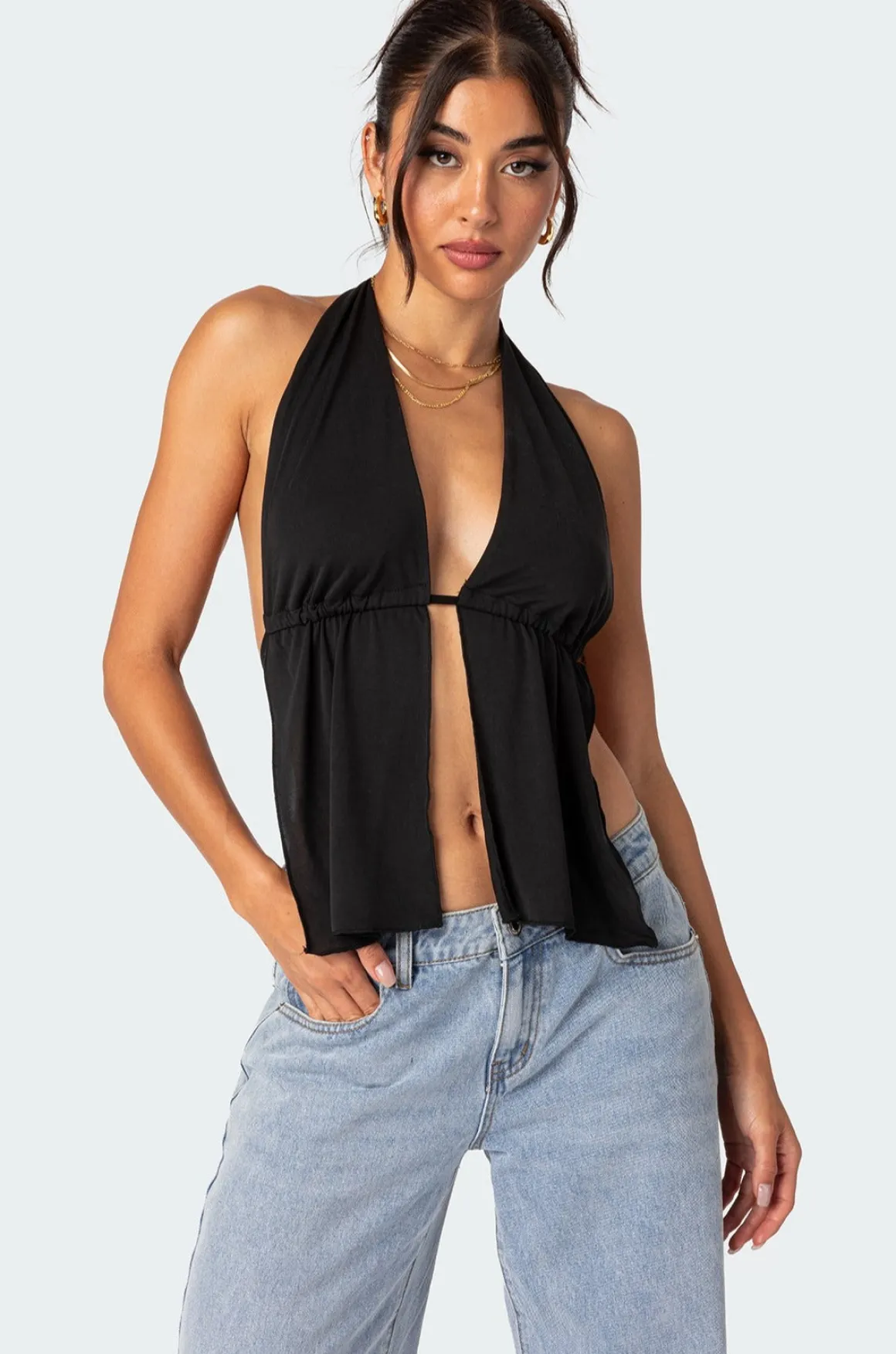 Split Front Halter Top