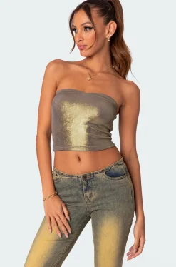 Spotlight Metallic Tube Top