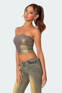 Spotlight Metallic Tube Top