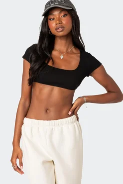 Square Neck Ribbed Crop Top