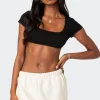 Square Neck Ribbed Crop Top