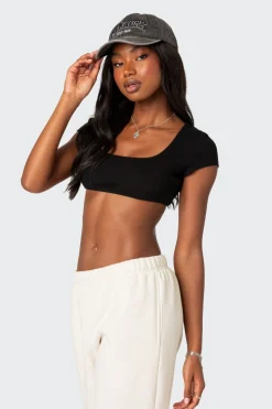 Square Neck Ribbed Crop Top
