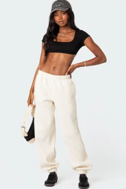 Square Neck Ribbed Crop Top