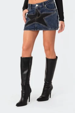 Stars Align Low Rise Denim Mini Skirt