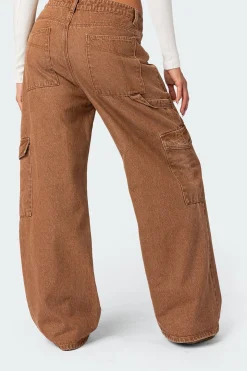 Stone Wash Mid Rise Cargo Pants