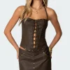 Stormi Lace Up Faux Leather Corset