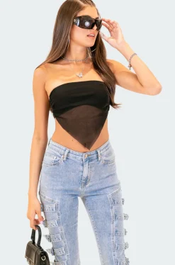 Strapless Mesh Triangle Top