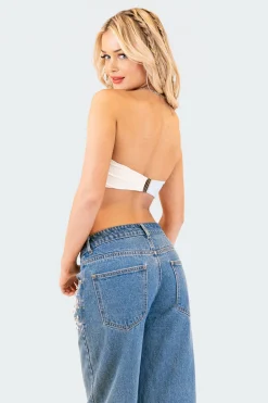 Strapless Mesh Triangle Top