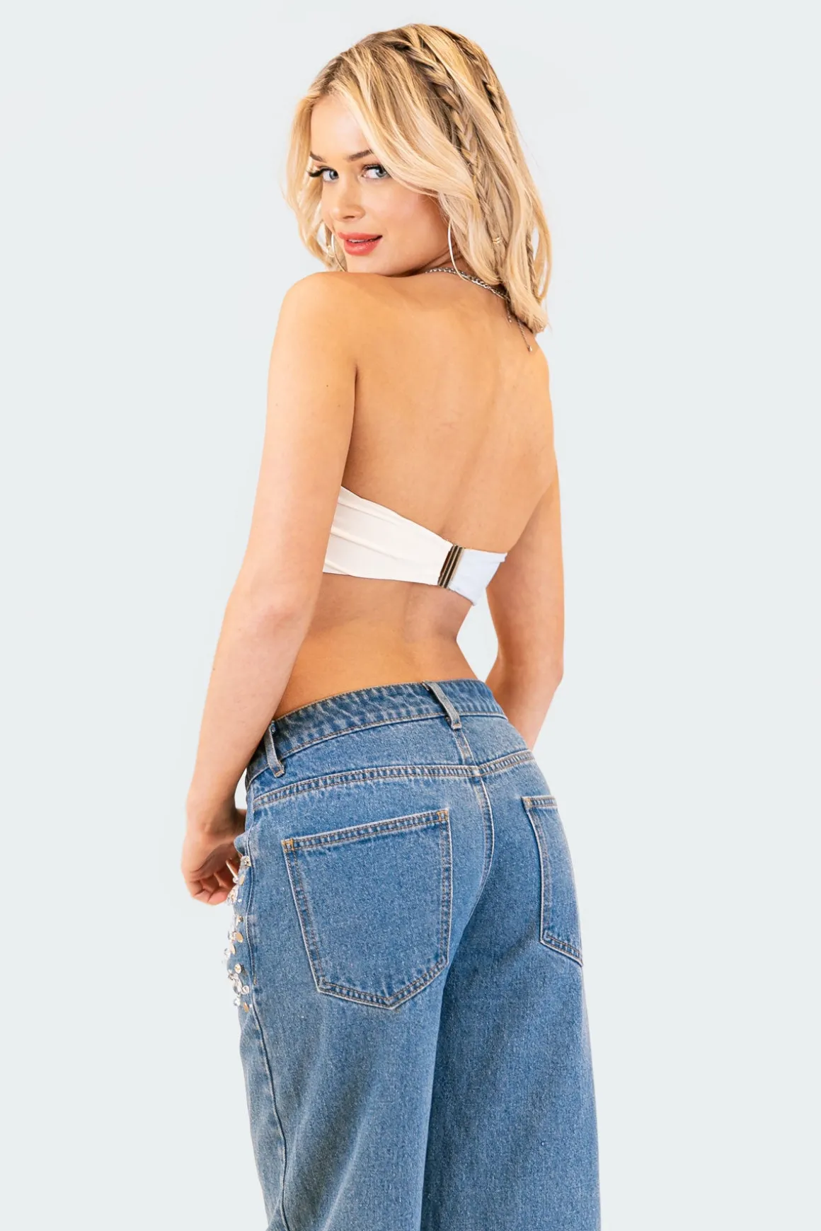 Strapless Mesh Triangle Top