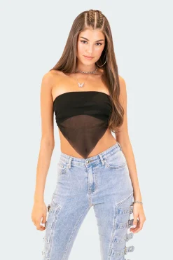 Strapless Mesh Triangle Top