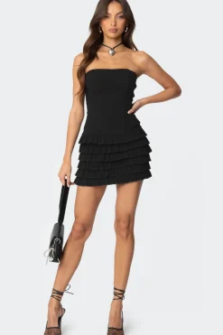 Strapless Ruffled Mini Dress