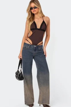 Strappy Lace Trim Bodysuit