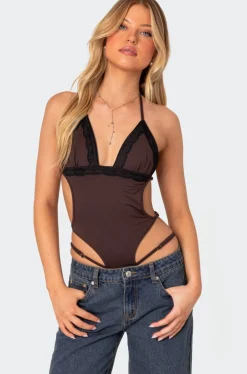 Strappy Lace Trim Bodysuit