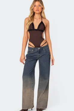 Strappy Lace Trim Bodysuit