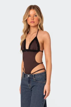 Strappy Lace Trim Bodysuit